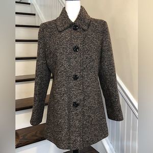 LONDON FOG Brown Tan Tweed Single Breasted Jacket Size Medium